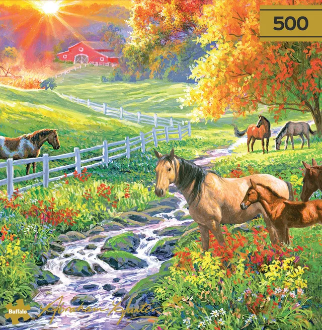 buffalo-gold-september-pasture-500-teile-puzzle-pferde image 1