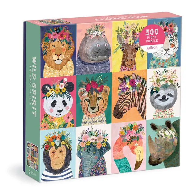 galison-wild-spirit-500-teile-puzzle-tierblumen image 1