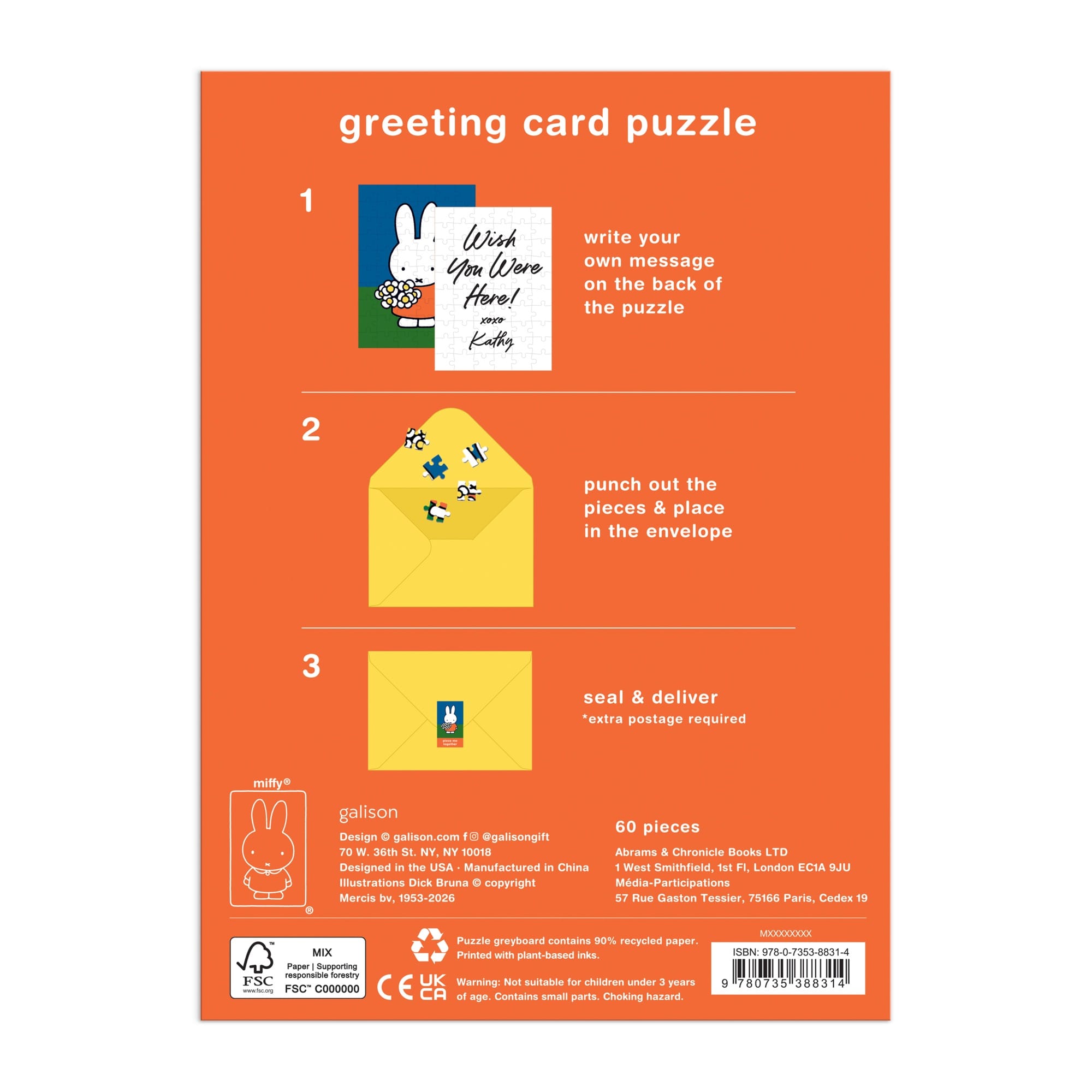 galison-miffy-with-flowers-puzzle-60-teile-gru-karte image 6