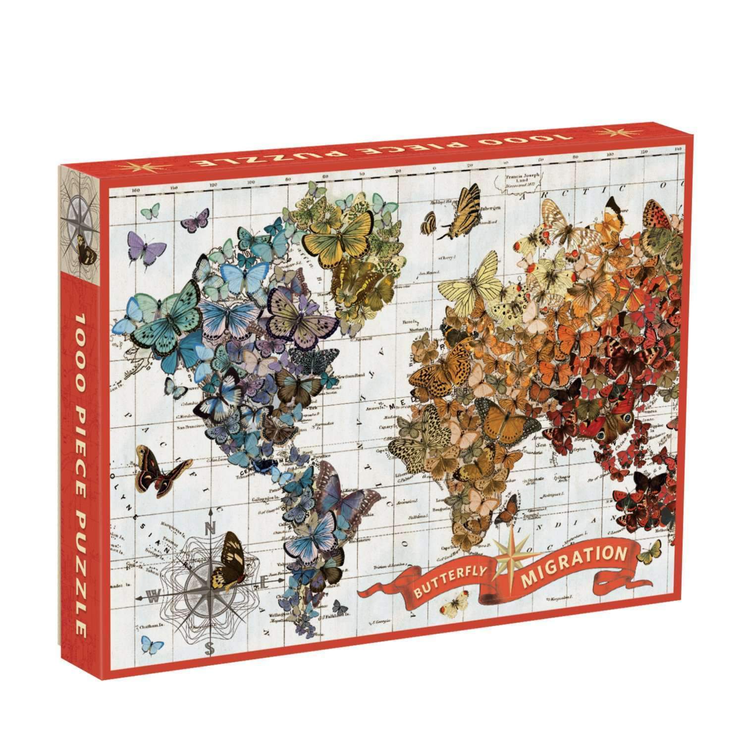 galison-wendy-gold-butterfly-migration-puzzle-1000-schmetterling image 1