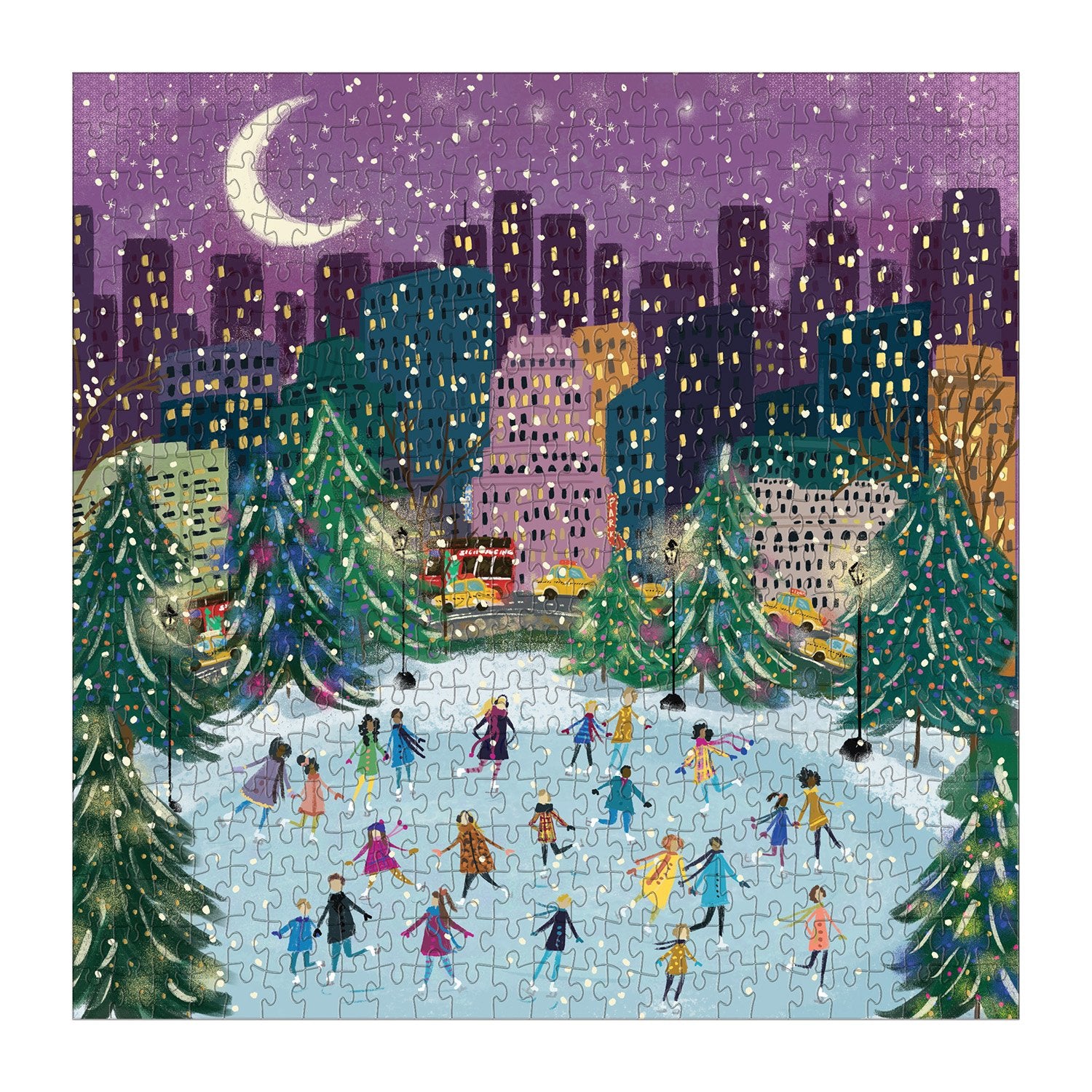 galison-merry-moonlight-skaters-puzzle-500-teile-folie image 3