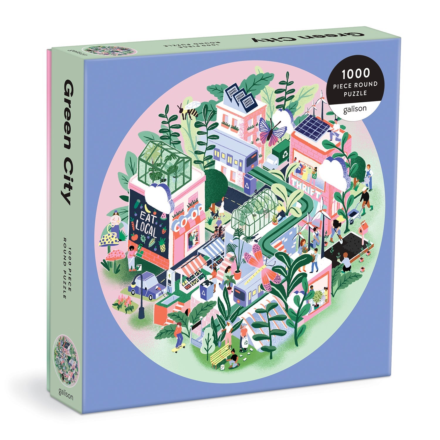 galison-green-city-1000-teile-puzzle-rund-63-5-cm image 1
