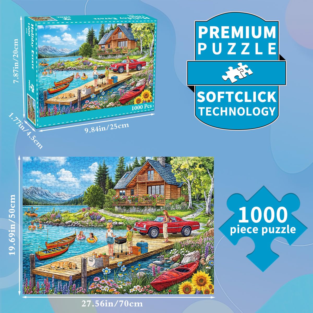 huadada-ferienhaus-puzzle-1000-teile-70x50-cm-mit-poster image 3