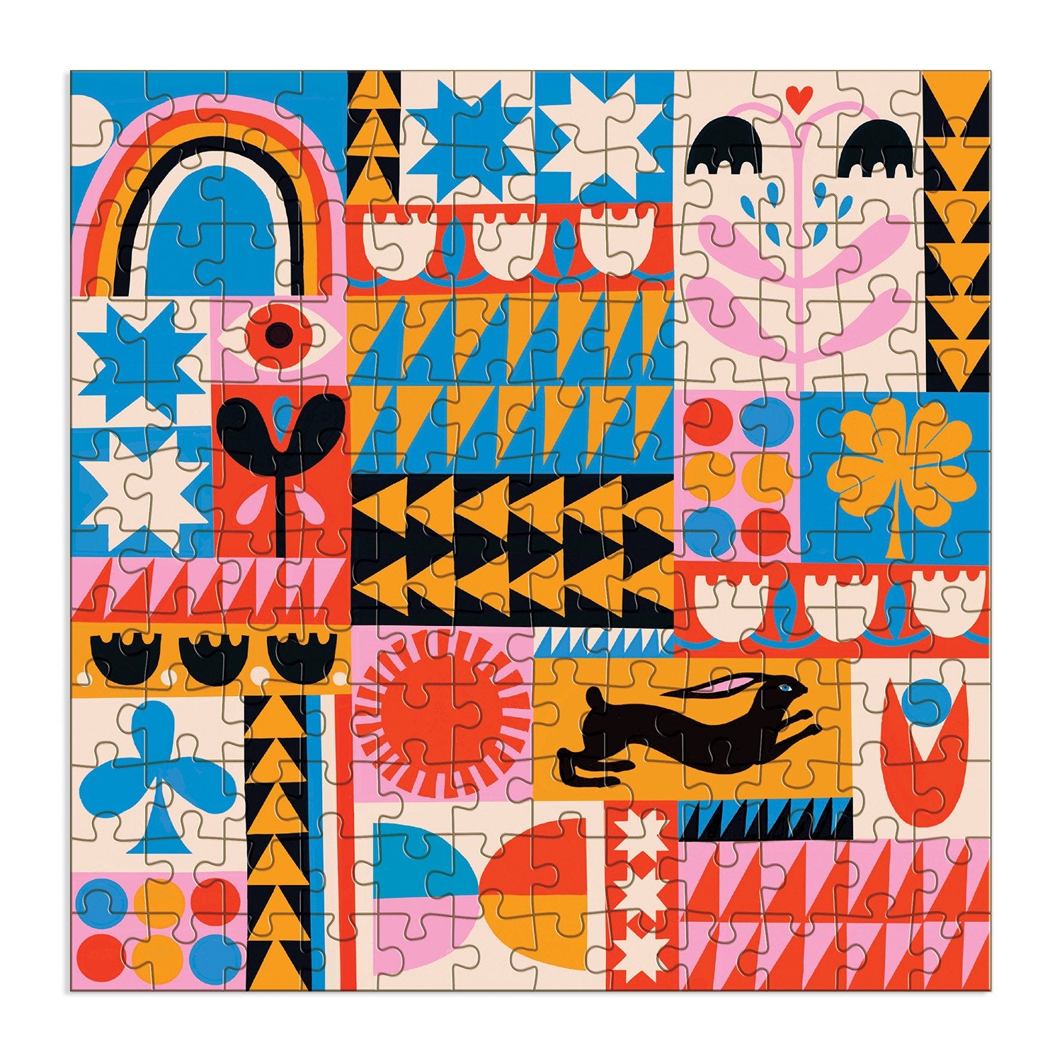 galison-lisa-congdon-rabbit-quilt-holzpuzzle-144-teile-bunt image 3