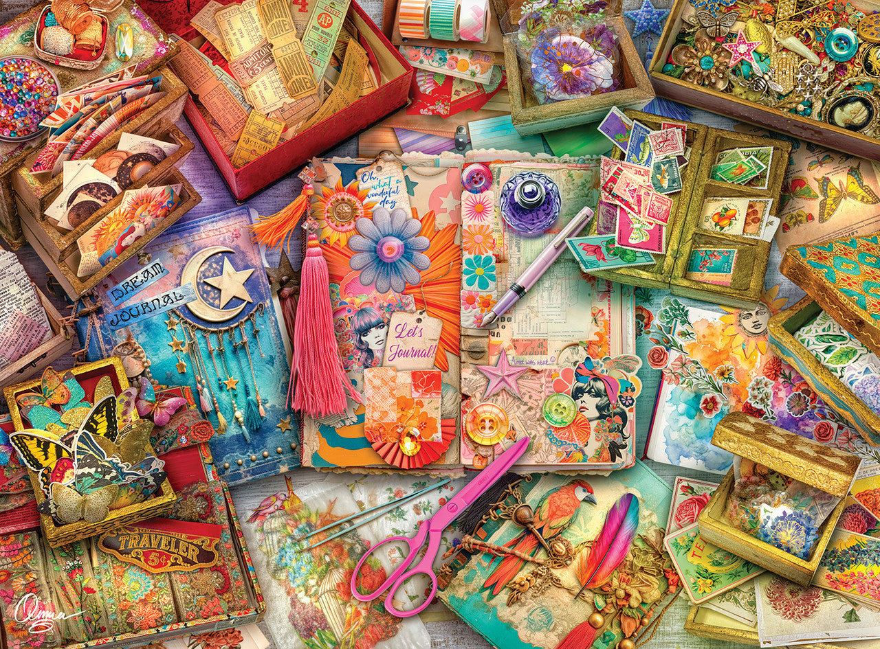 buffalo-games-jigsaw-puzzles-junk-journalers-desk-1000-teile-puzzle image 1