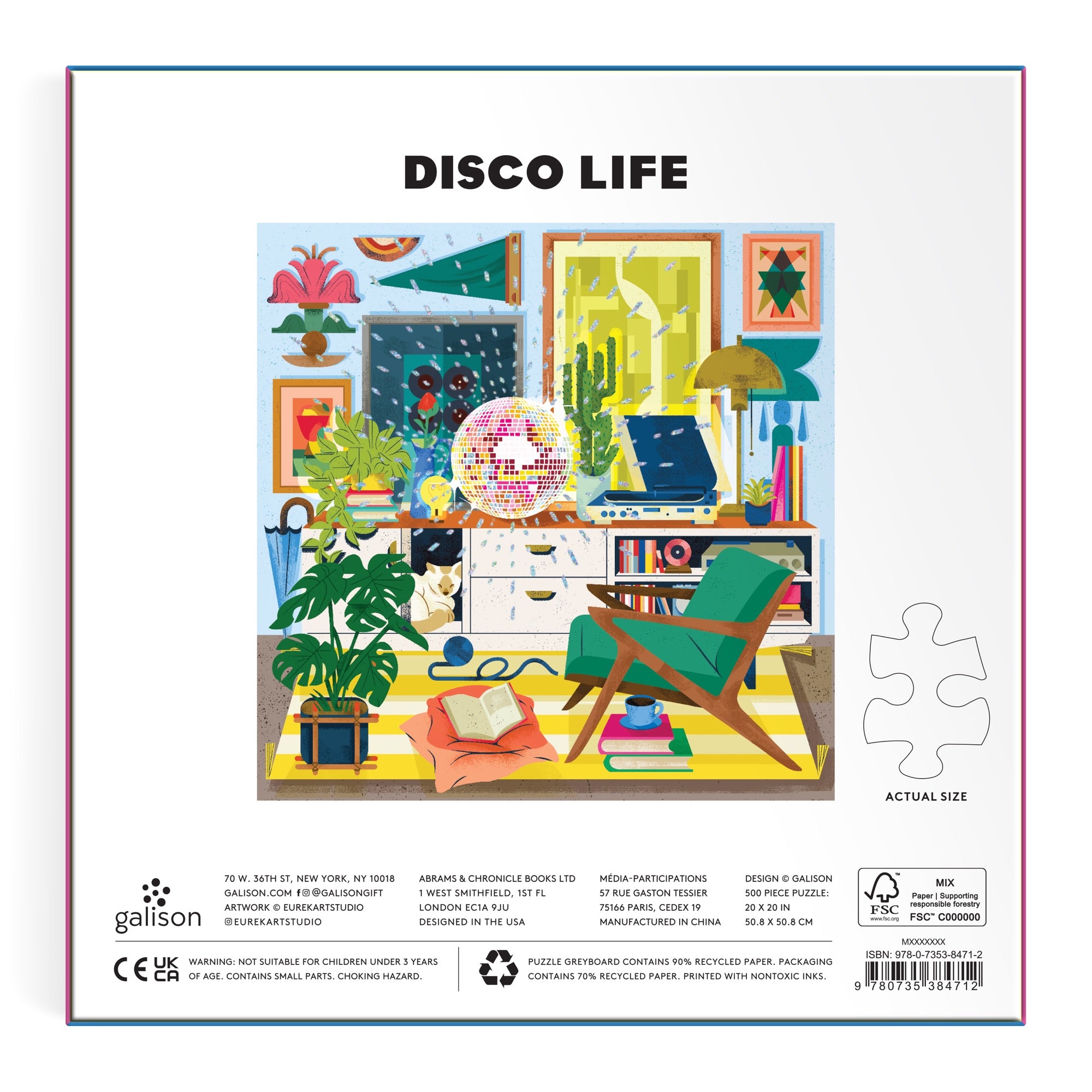 galison-disco-life-500-teile-foil-puzzle-retro-wohnzimmer image 6