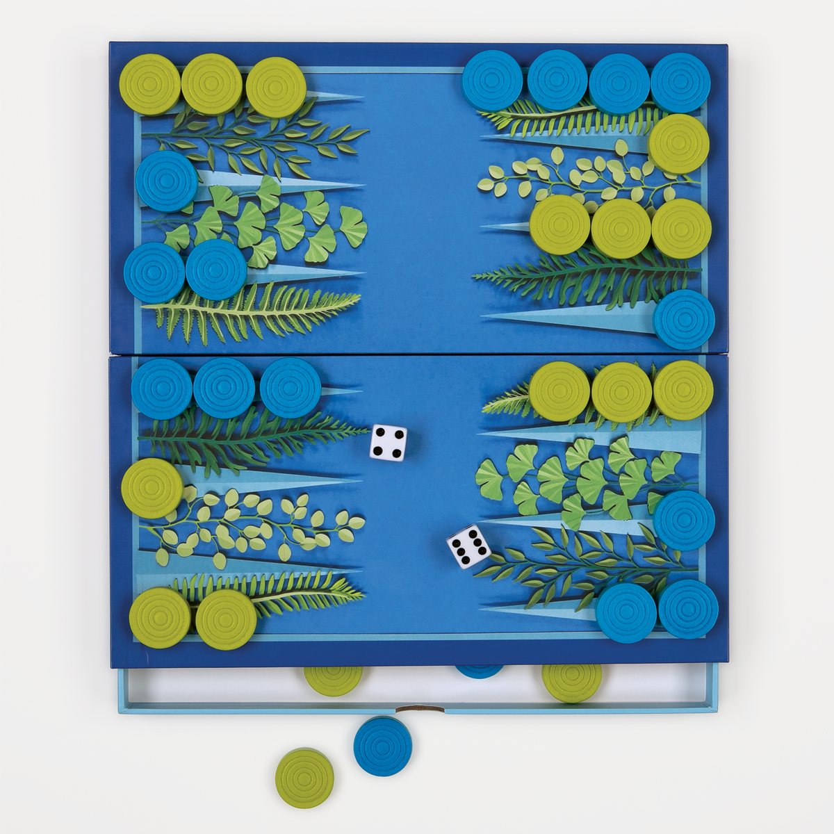 galison-botanica-2-in-1-travel-game-set-backgammon-dame-holz image 8