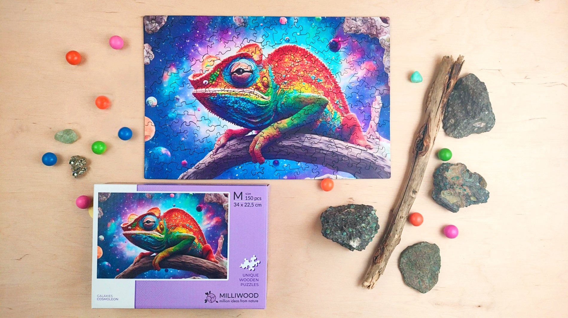 milliwood-galaxies-cosmoleon-holzpuzzle-150-teile-cham-leon image 7