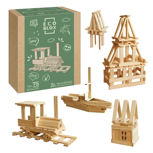 milliwood-ecocreator-holzbaukasten-75-teile-bretter-kreativ image 1