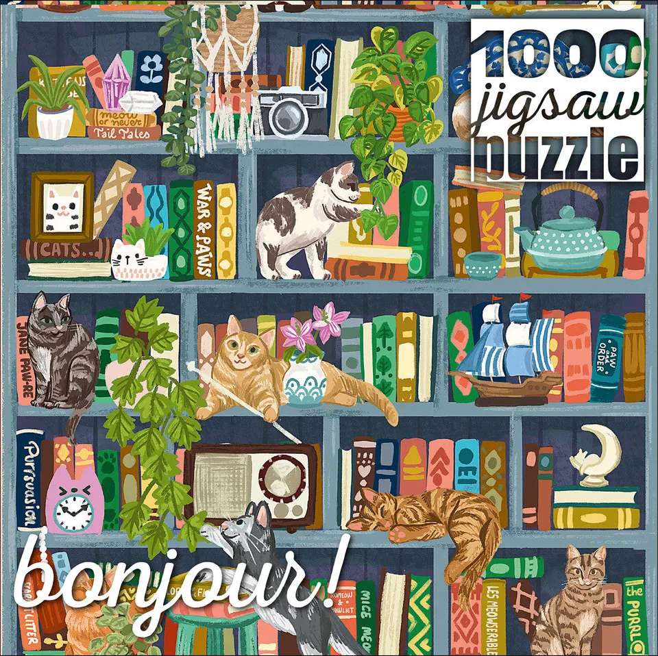 buffalo-games-cats-at-home-library-1000-teile-puzzle-katzen image 1