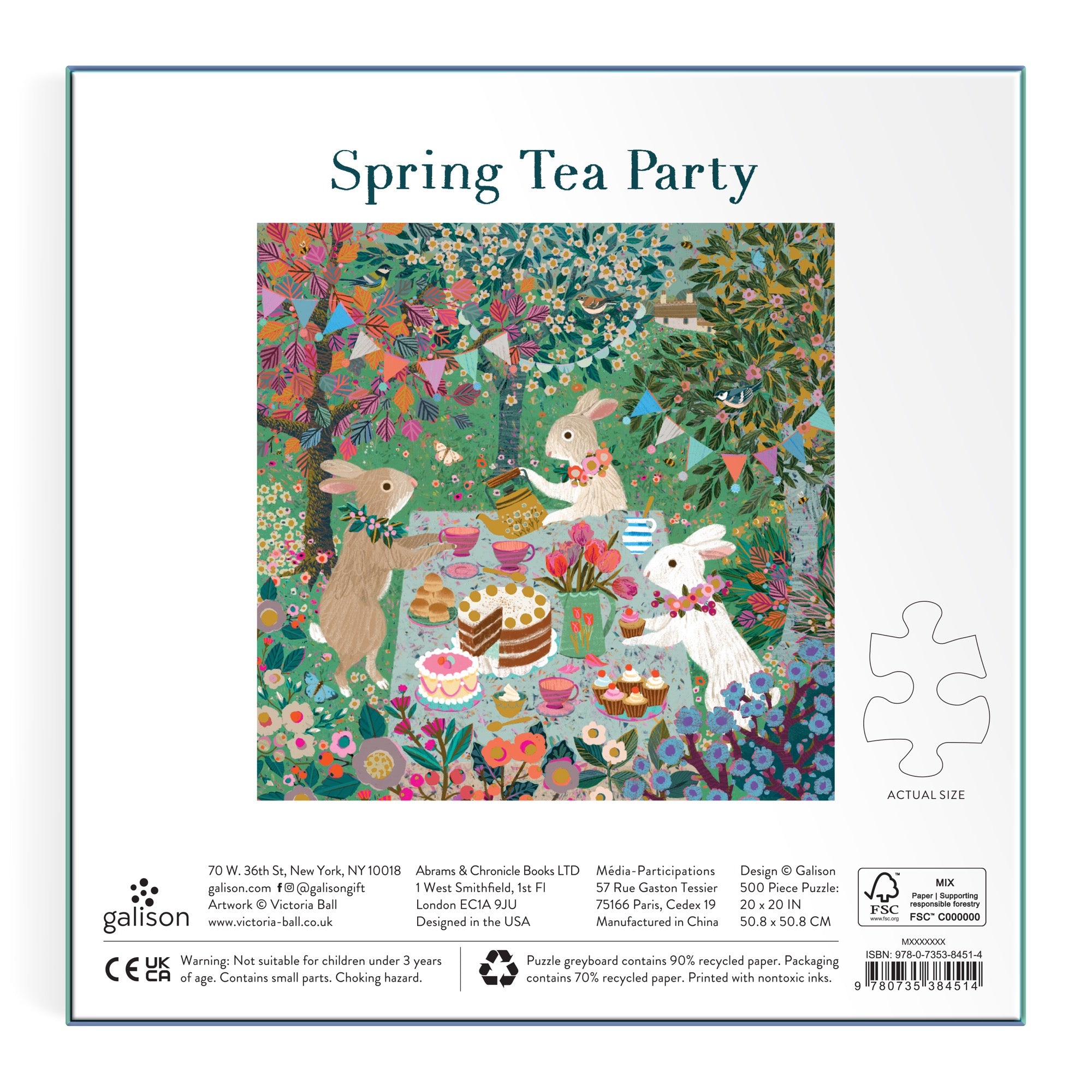 galison-spring-tea-party-puzzle-500-teile-folie-hasen image 5