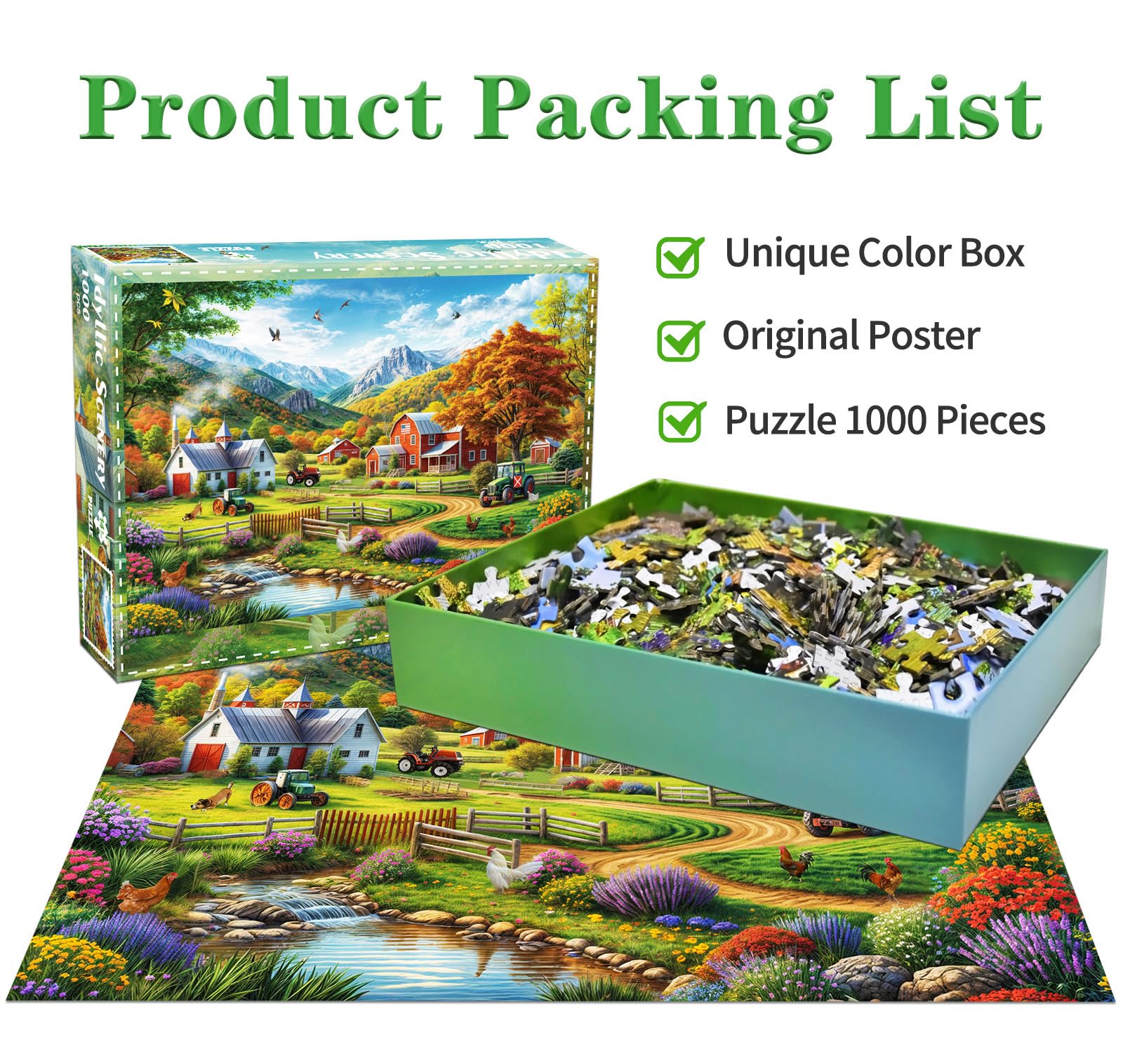 huadada-pastorale-landschaft-1000-teile-puzzle-70x50-mit-poster image 2