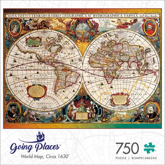 buffalo-games-going-places-world-map-circa-1630-puzzle-750-teile-antikkarte image 1