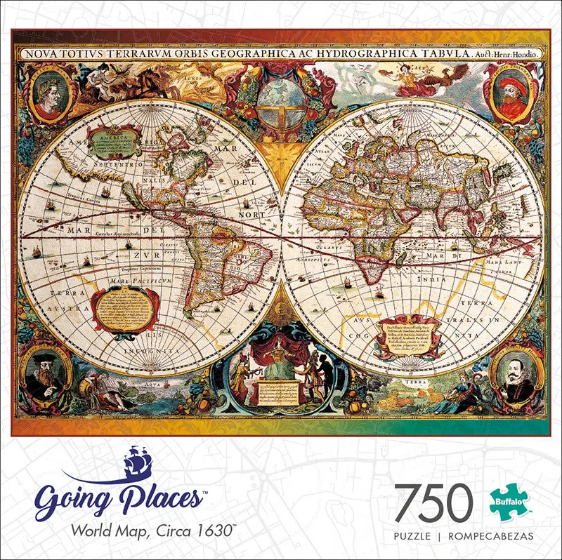 buffalo-games-going-places-world-map-circa-1630-puzzle-750-teile-antikkarte image 1