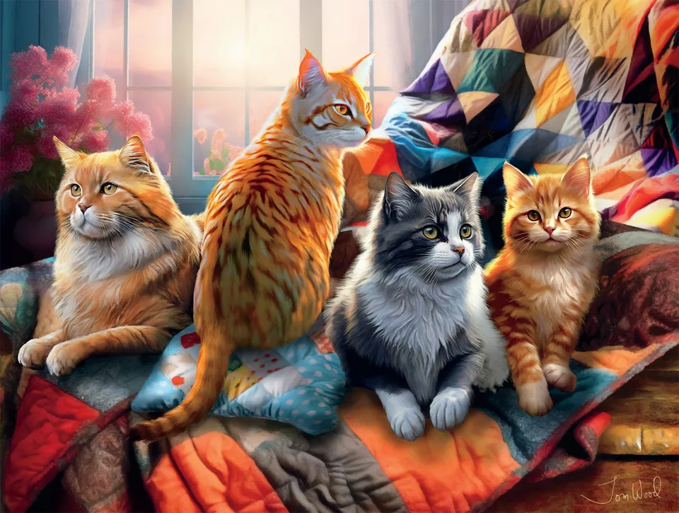 buffalo-games-cats-and-quilts-750-teile-puzzle-katzen image 1