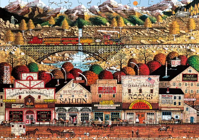 buffalo-games-sleepy-town-west-300-teile-puzzle-xl-wild-west image 1