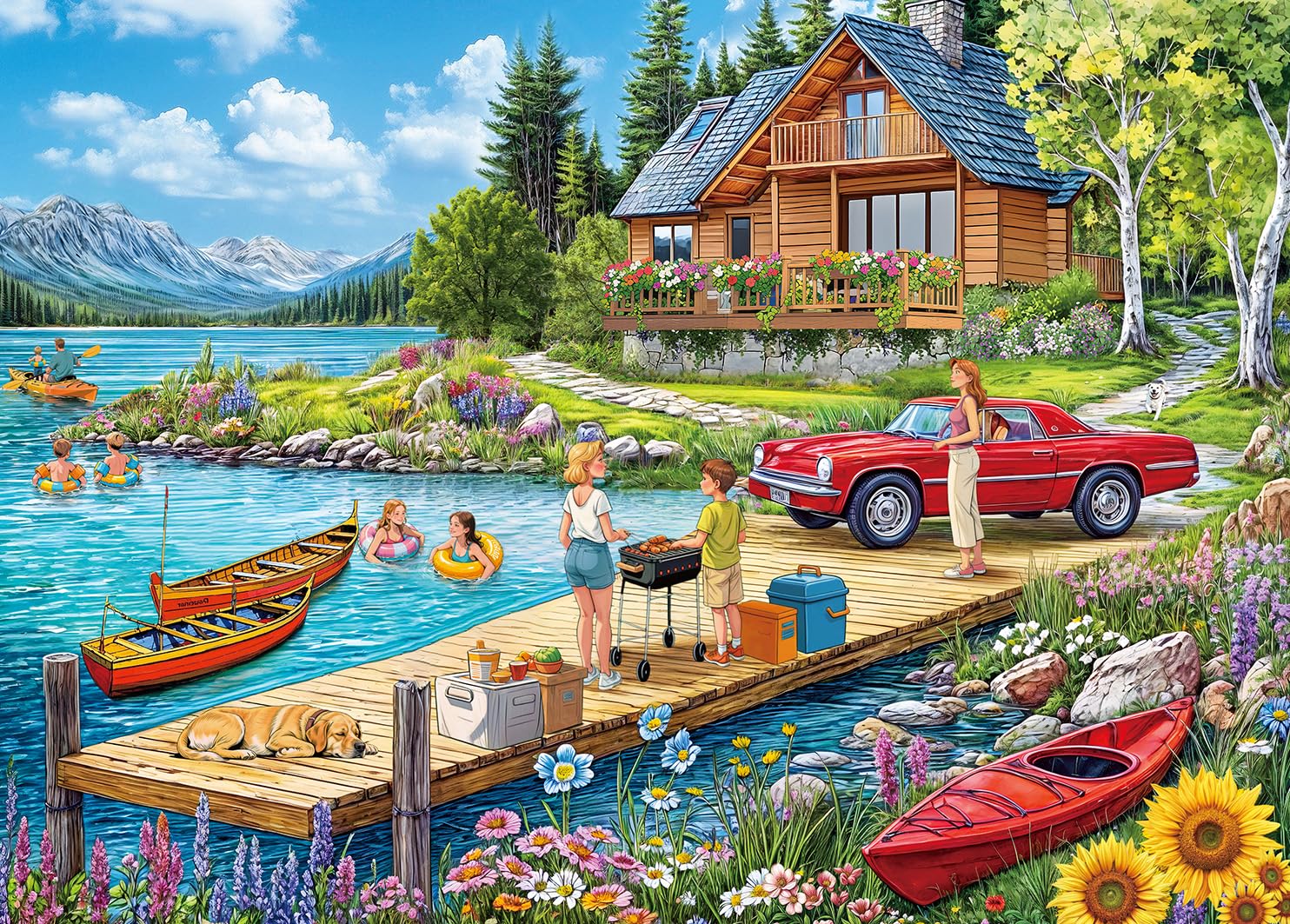 huadada-ferienhaus-puzzle-1000-teile-70x50-cm-mit-poster image 1