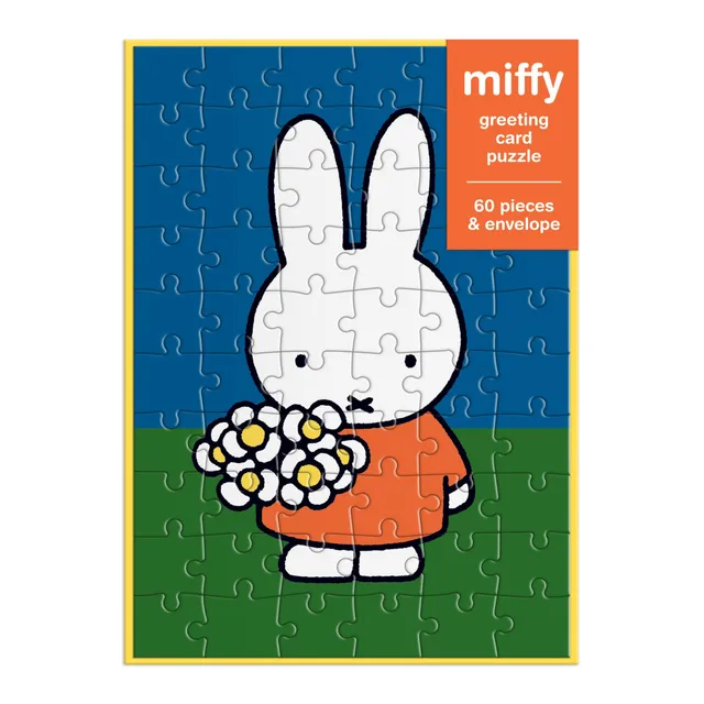 galison-miffy-with-flowers-puzzle-60-teile-gru-karte image 1
