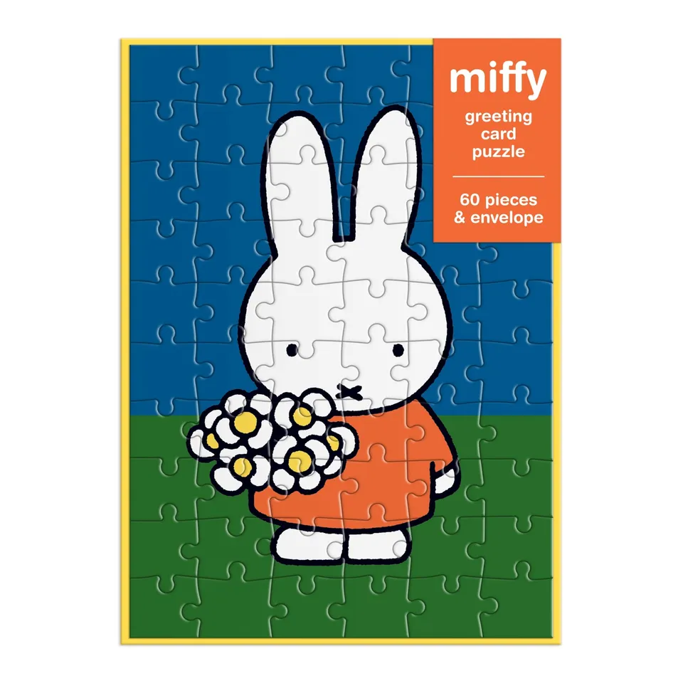 galison-miffy-with-flowers-puzzle-60-teile-gru-karte image 1