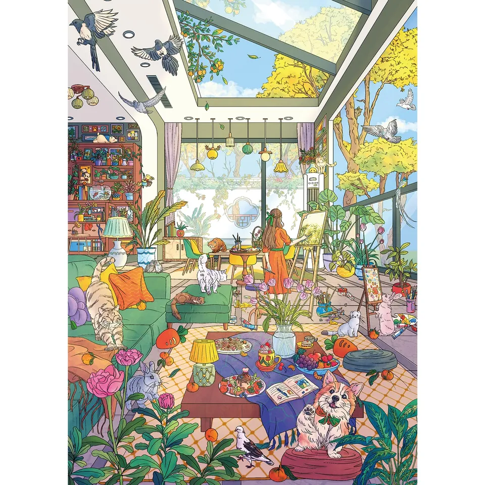huadada-sonniges-k-nstlerzimmer-puzzle-1000-teile image 1