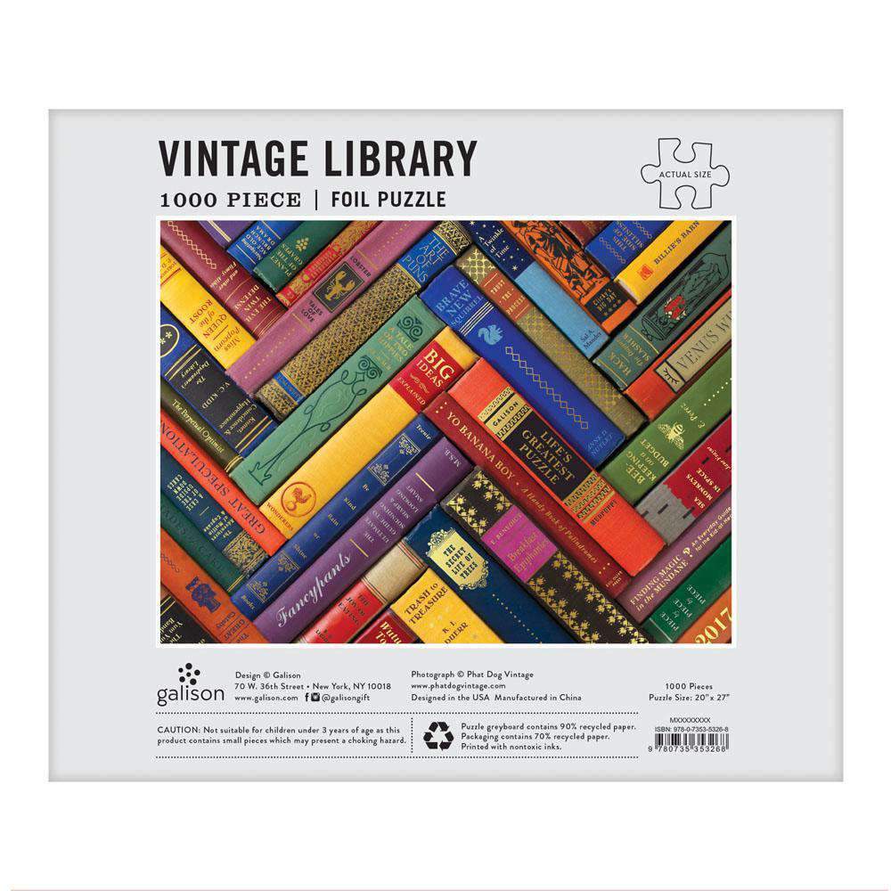 galison-phat-dog-vintage-library-1000-teile-puzzle-goldfolie image 3
