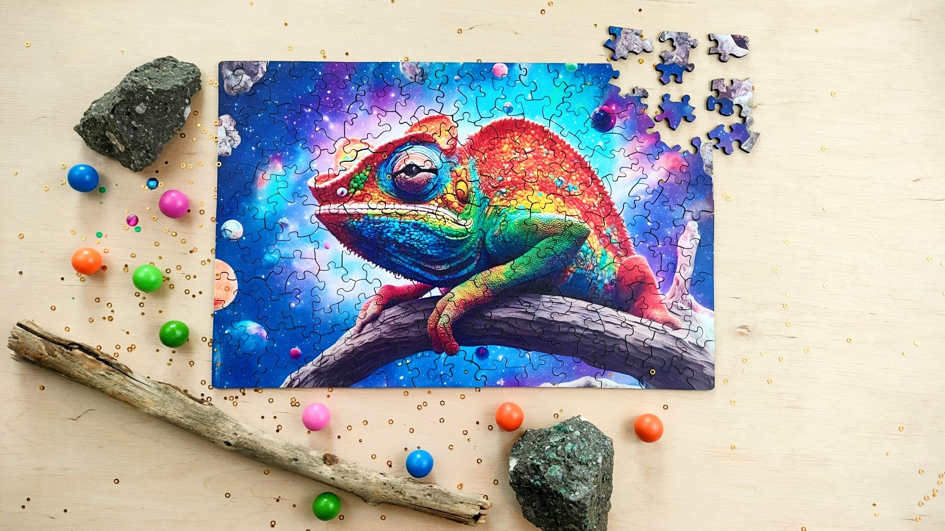 milliwood-galaxies-cosmoleon-holzpuzzle-150-teile-cham-leon image 4