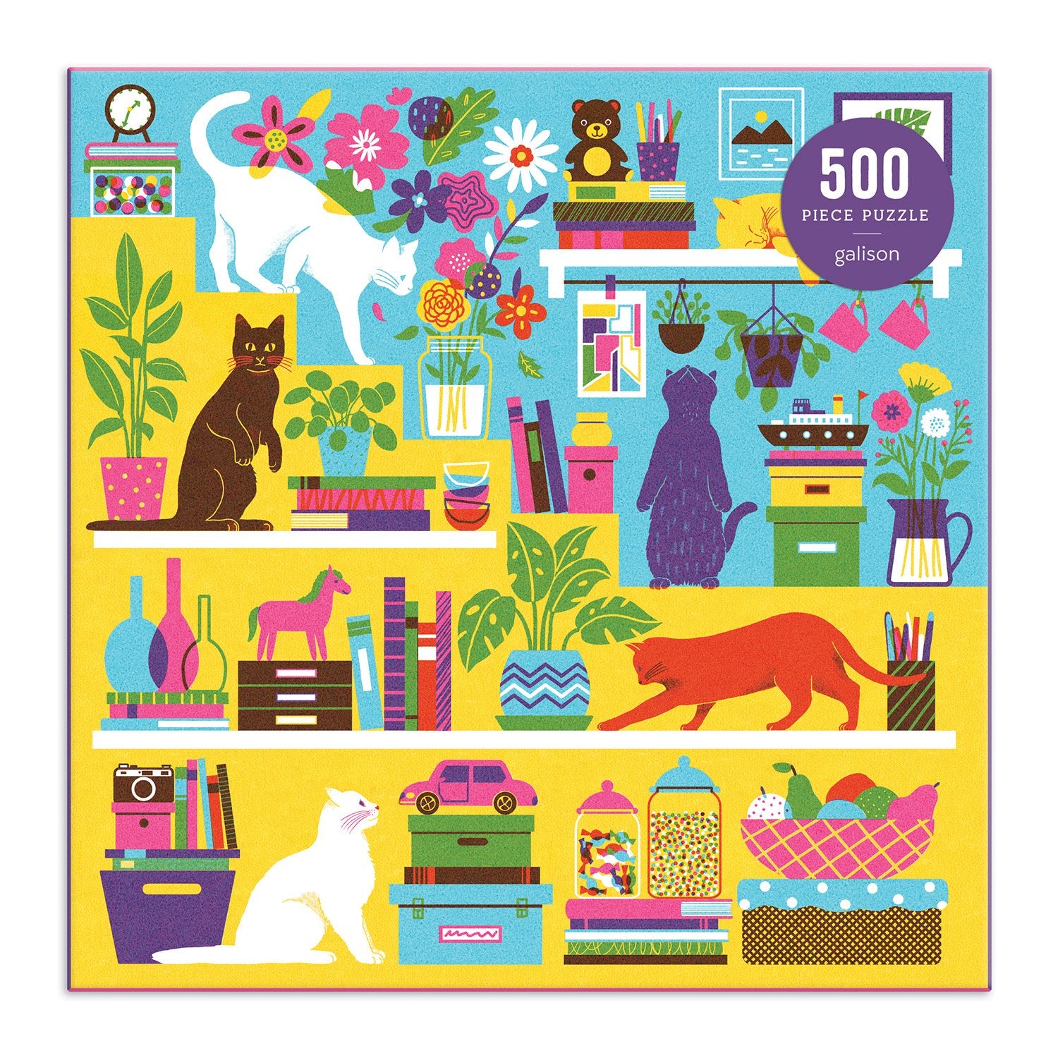 galison-curious-cats-puzzle-500-teile-katzen-gold image 2