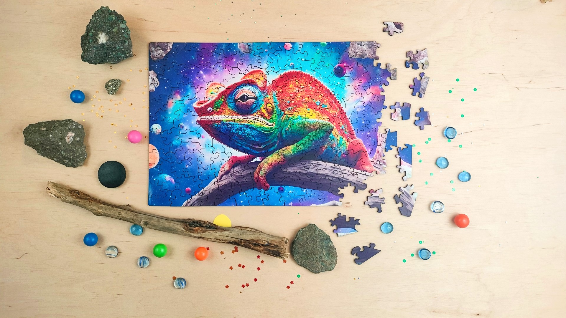 milliwood-galaxies-cosmoleon-holzpuzzle-150-teile-cham-leon image 2