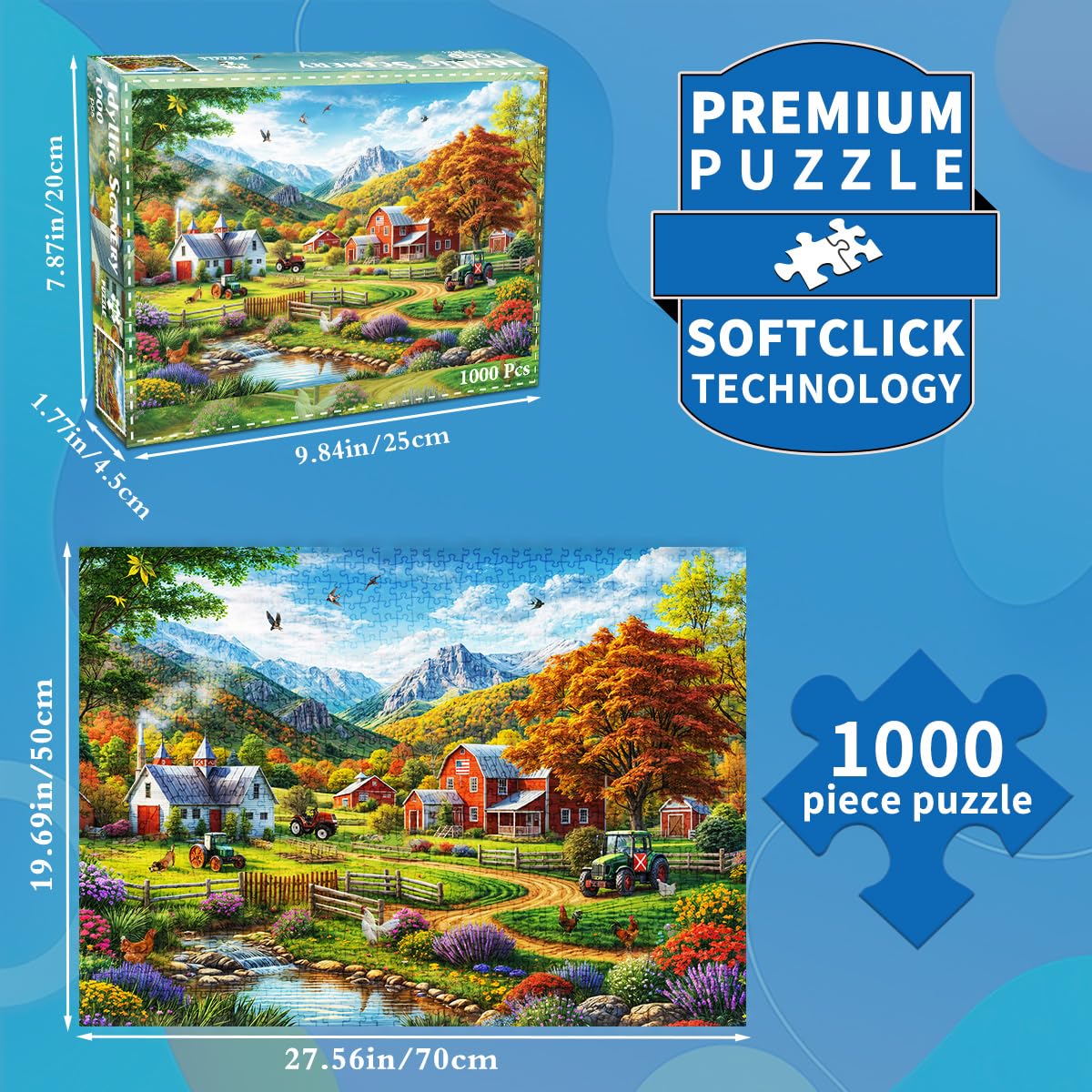 huadada-pastorale-landschaft-1000-teile-puzzle-70x50-mit-poster image 5