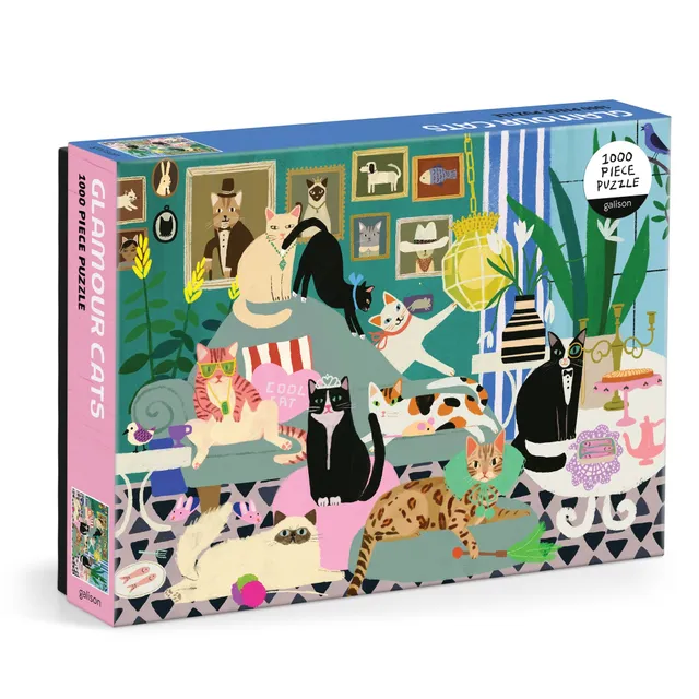 galison-glamour-cats-1000-teile-puzzle-katzenmotiv image 1