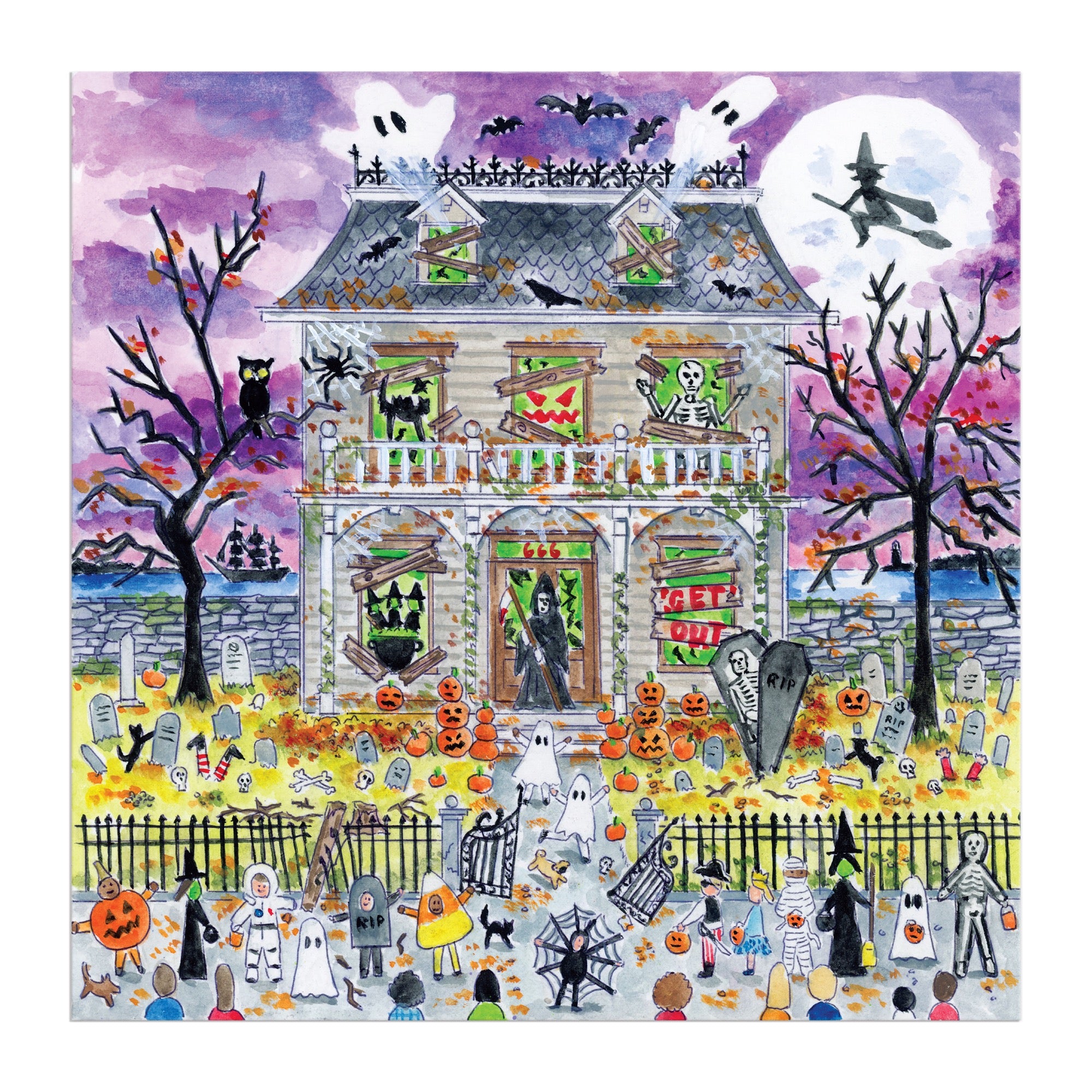 galison-haunted-house-500-teile-puzzle-glow-halloween image 6