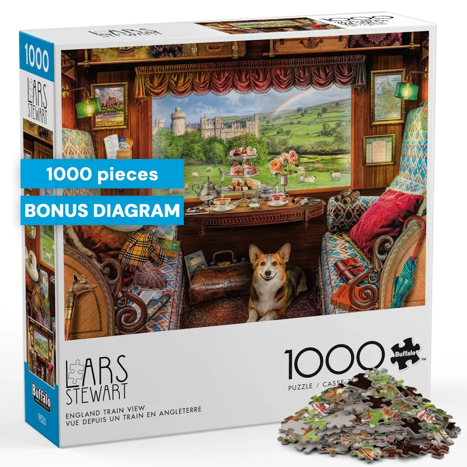 buffalo-games-lars-stewart-england-train-view-puzzle-1000-teile image 1