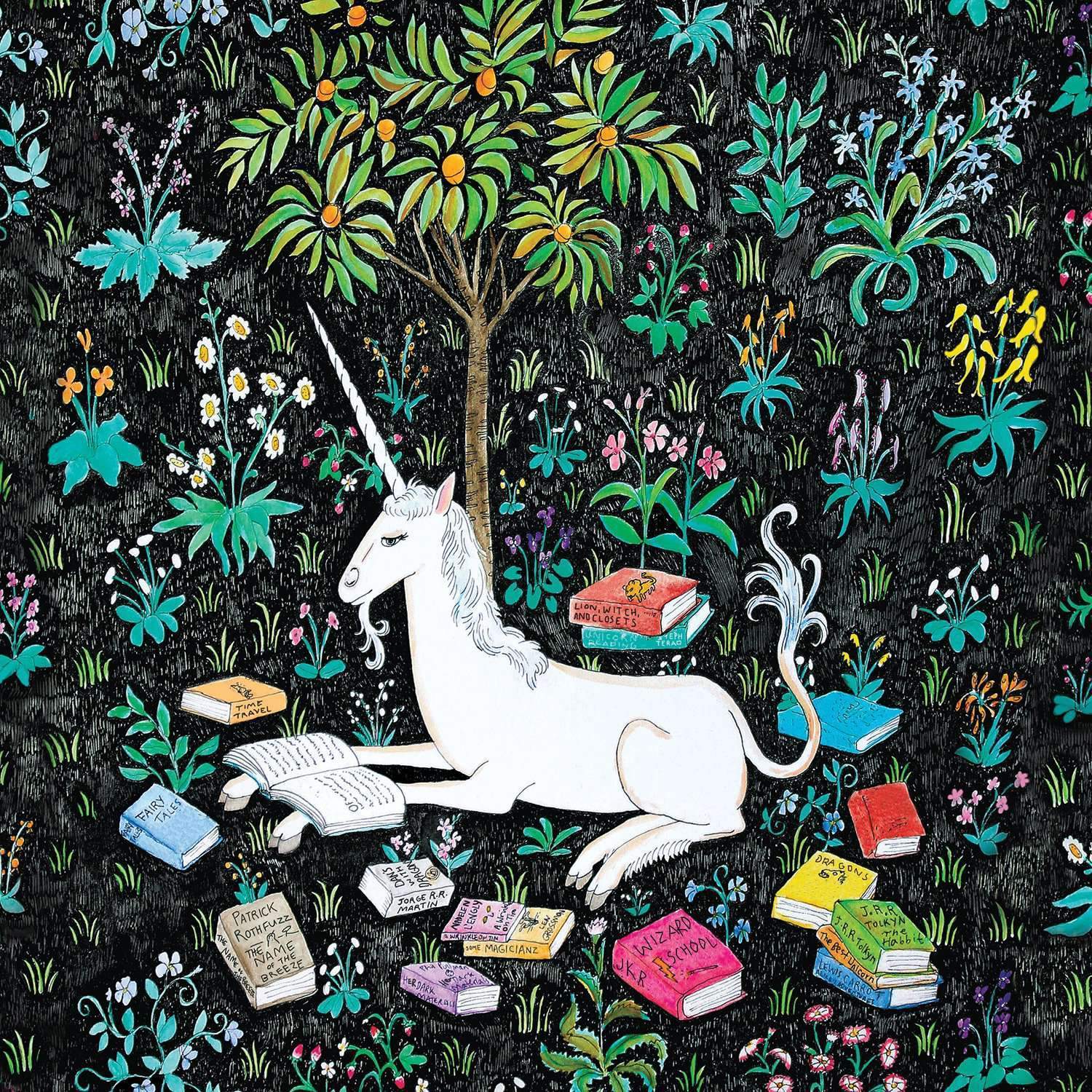 mudpuppy-unicorn-reading-familienpuzzle-500-teile-einhorn image 2