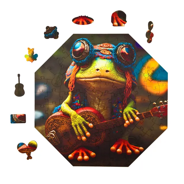 milliwood-funnymals-holzpuzzle-musikalischer-frosch-90-teile image 1