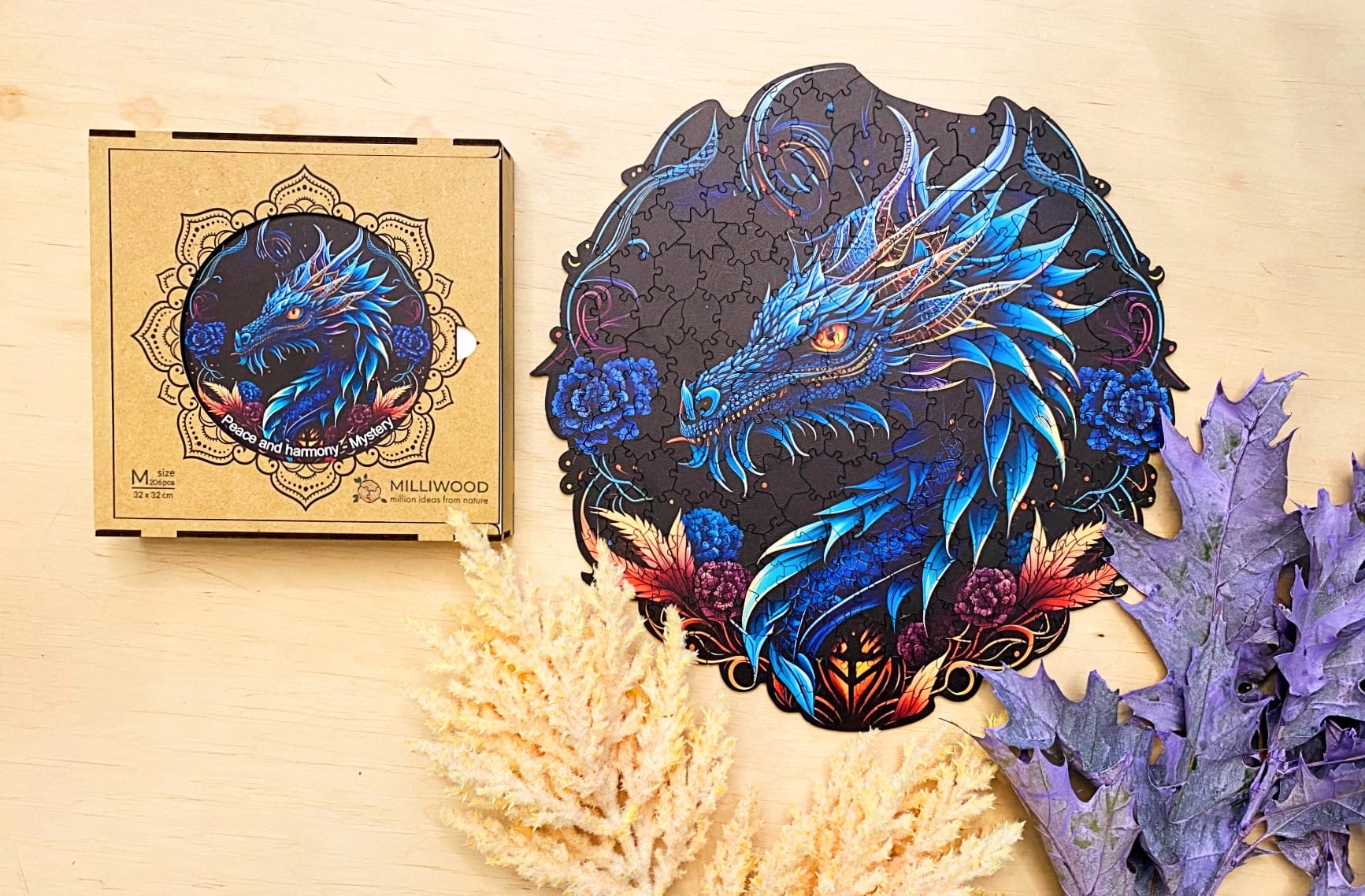 milliwood-peace-and-harmony-mystery-holzpuzzle-206-teile-drache image 5