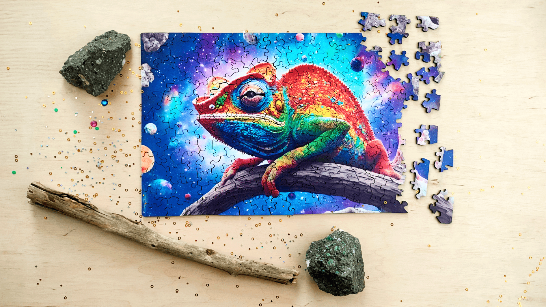 milliwood-galaxies-cosmoleon-holzpuzzle-150-teile-cham-leon image 5