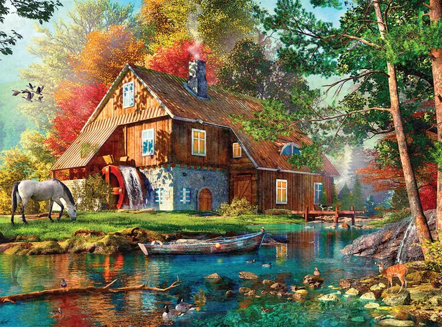 buffalo-games-autumn-watermill-puzzle-1000-teile-m-hle image 1