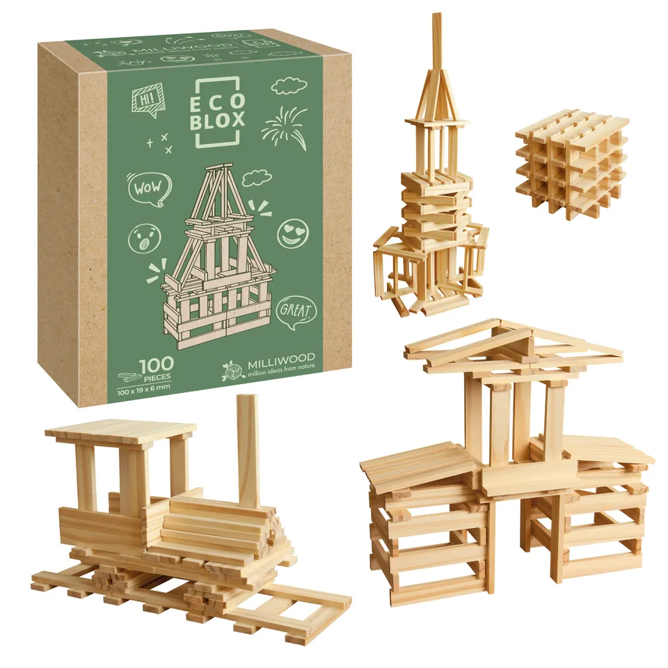 milliwood-ecocreator-holzbausteine-100-teile-bretter image 1