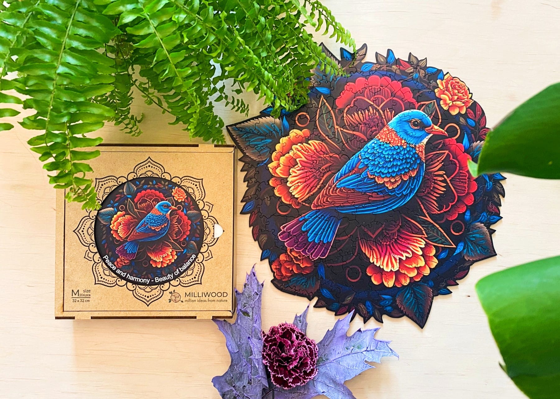 milliwood-peace-and-harmony-vogel-mandala-holzpuzzle-206-teile image 4