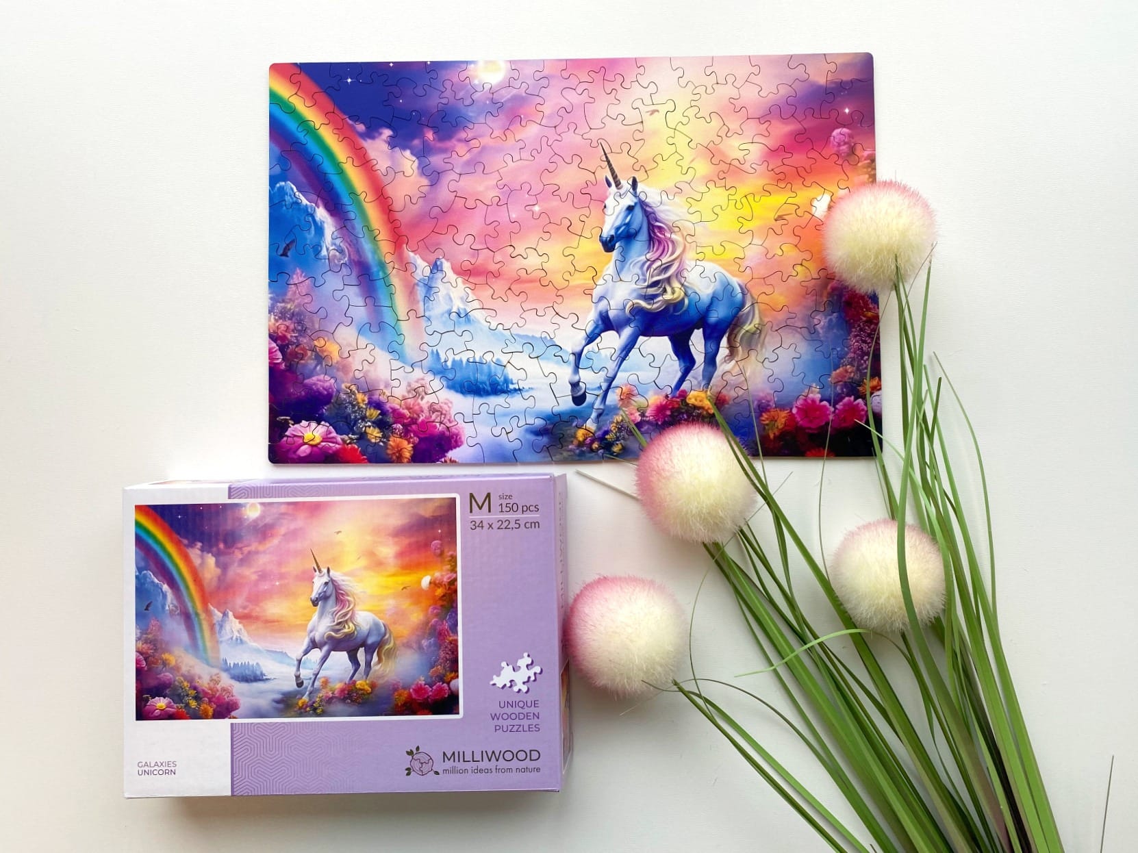 milliwood-galaxies-einhorn-holzpuzzle-150-teile-wiese image 4