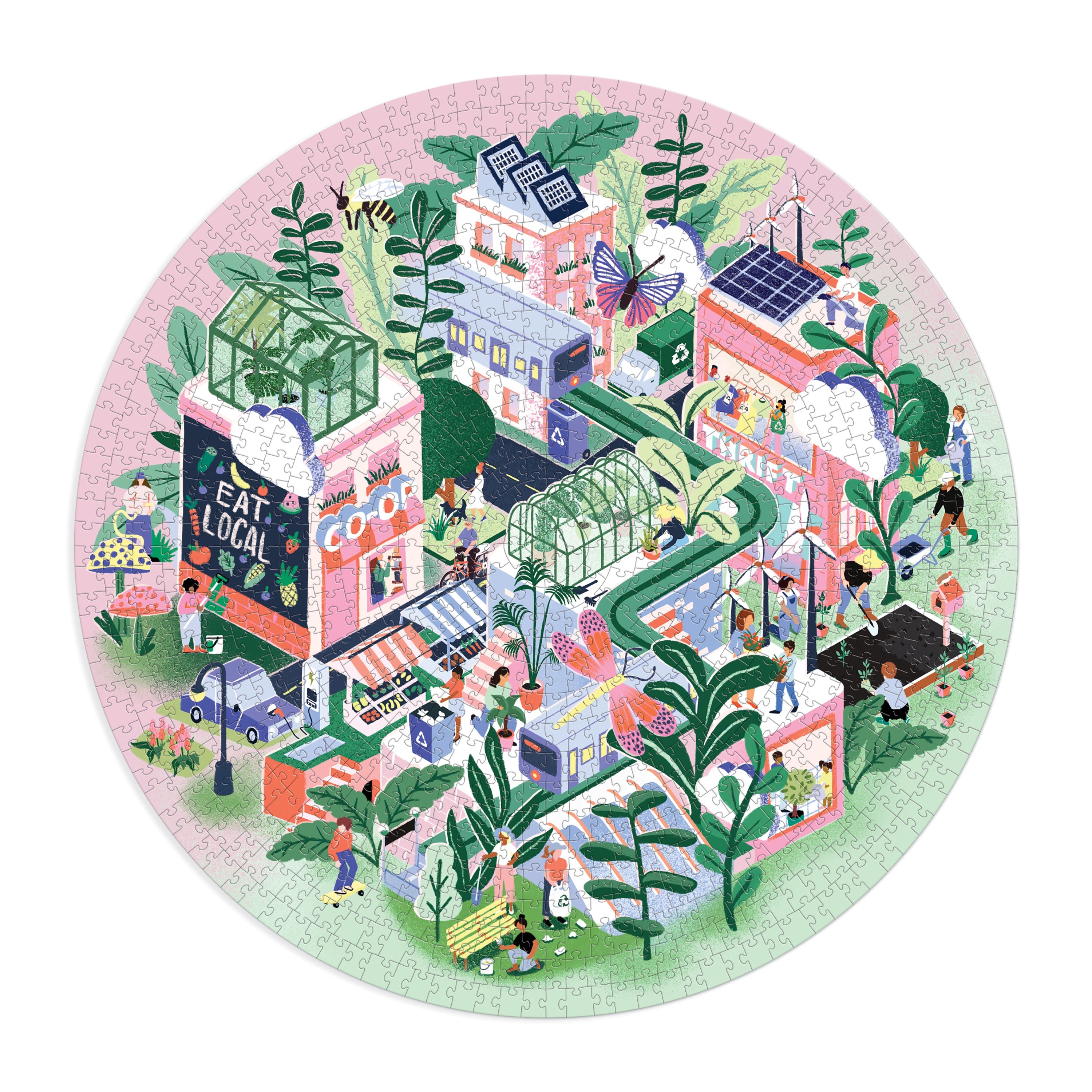 galison-green-city-1000-teile-puzzle-rund-63-5-cm image 3