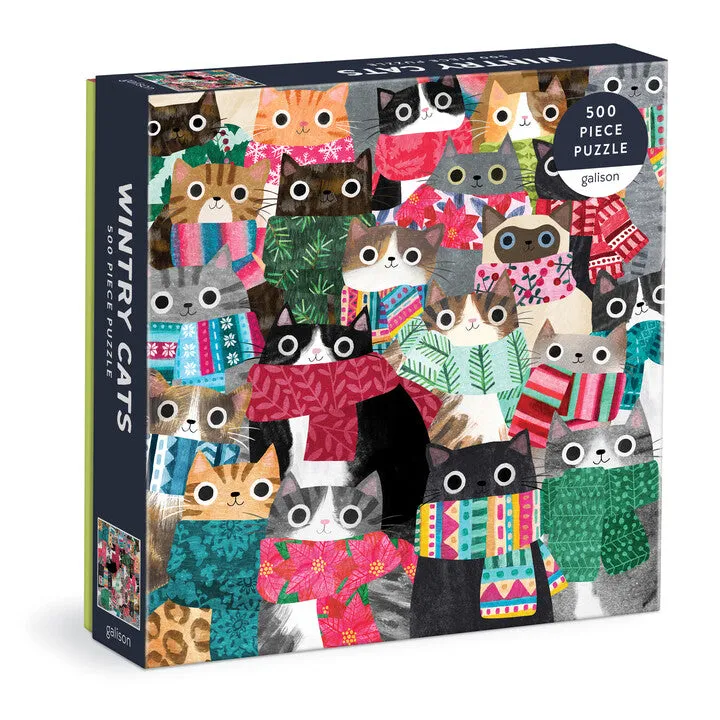 galison-wintry-cats-500-teile-puzzle-katzen-winter image 1