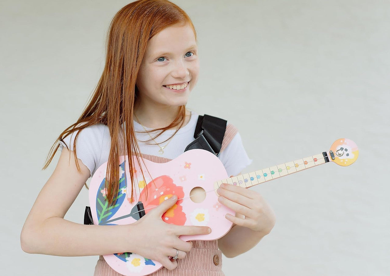 tinkertar-pink-floral-kindergitarre-1-saite-mit-buch image 4