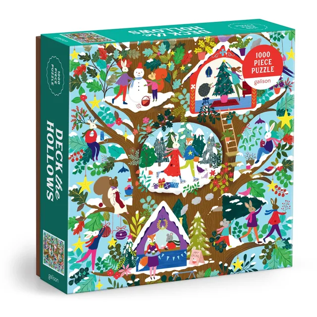 galison-jigsaw-puzzles-deck-the-hollows-1000-teile-weihnachten image 1