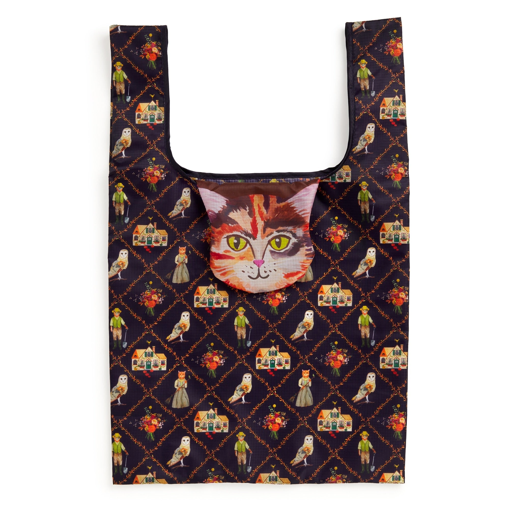 galison-cottage-cats-packable-nylon-tote-tasche-katzen-lila image 1