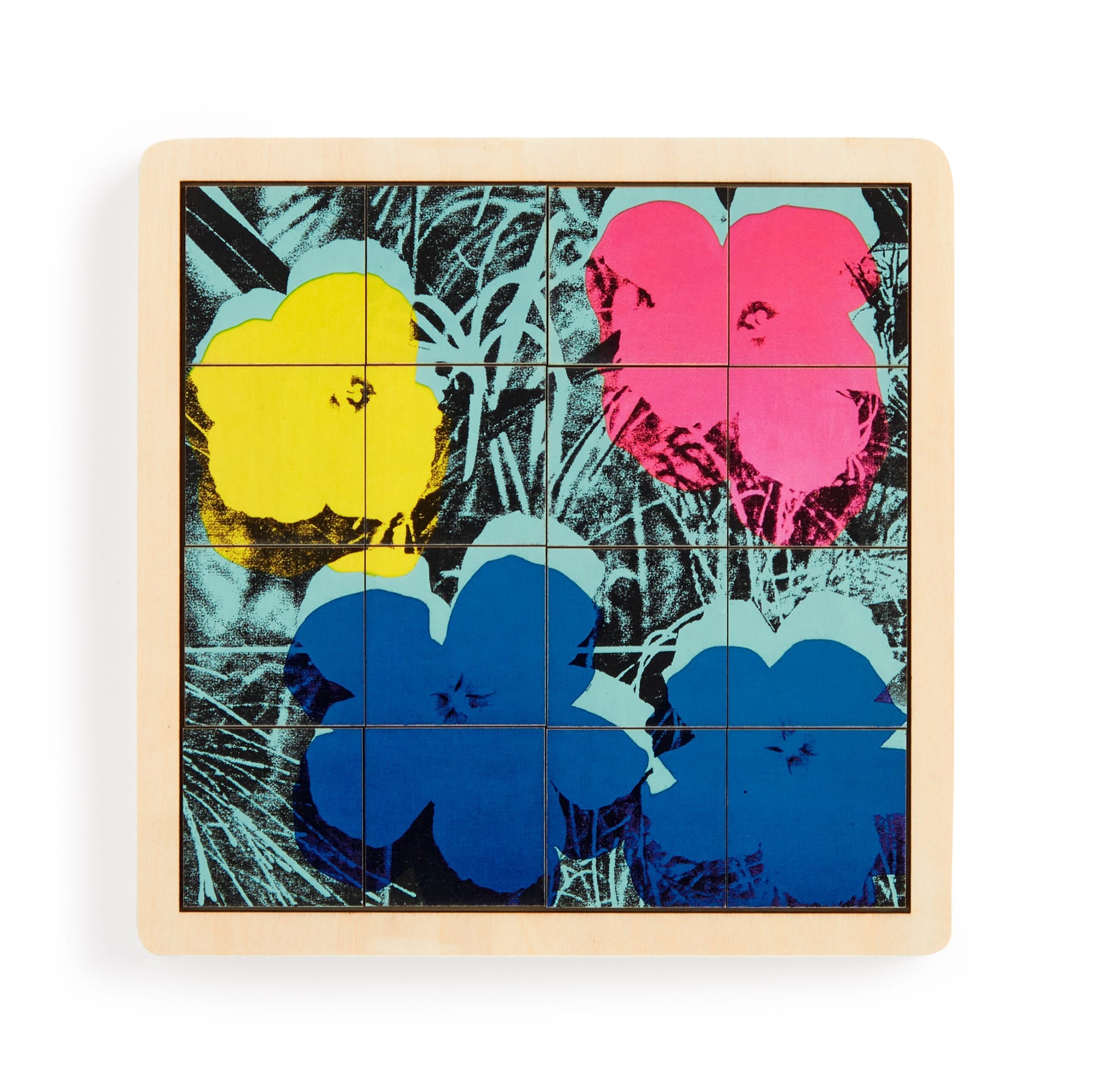 galison-andy-warhol-flowers-2-in-1-holzpuzzle-schiebepuzzle-16-teile image 3