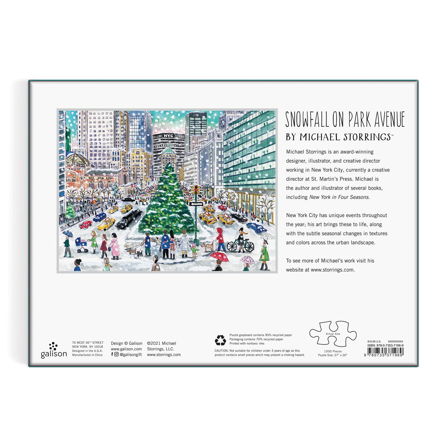 galison-jigsaw-puzzles-snowfall-park-avenue-1000-teile-puzzle image 3