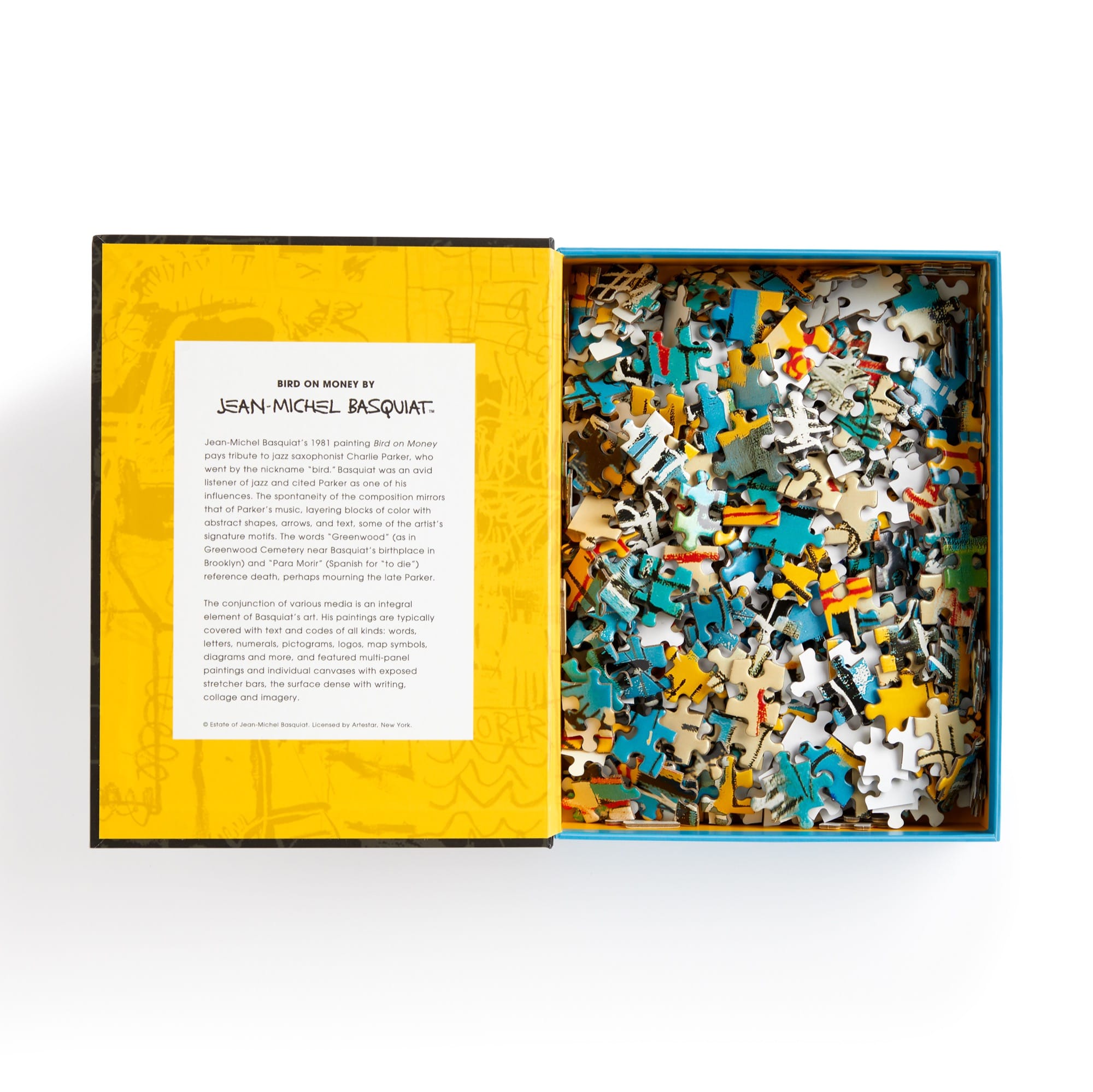 galison-basquiat-bird-on-money-puzzle-500-teile-buchbox image 3