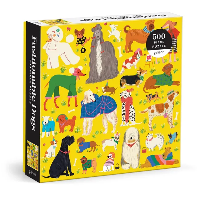 galison-fashionable-dogs-500-teile-puzzle-hunderassen image 1