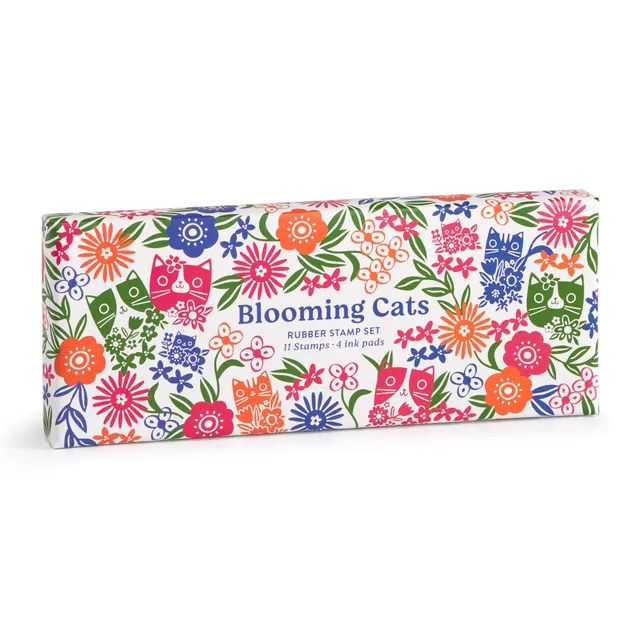 galison-blooming-cats-stempelset-holz-11-stempel-katzen image 1